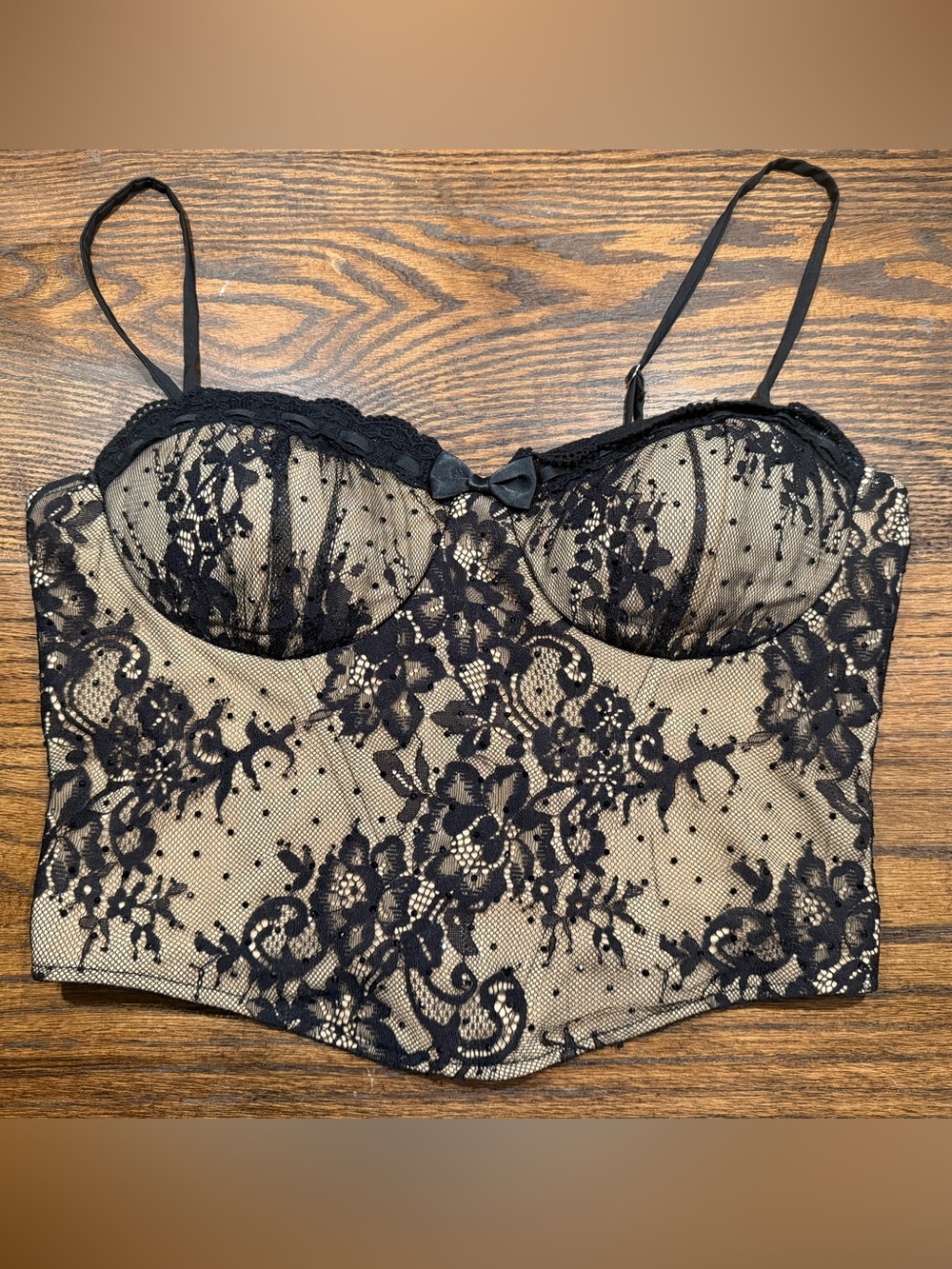 Windsor Black Lace Overlay Bustier Camisole